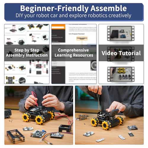 LewanSoul Robotic Kit for Arduino Robot Car AI Camera Vision Recognition Target Tracking Obstacle Avoidance, Programmable STEM Robot Gift for Ages 14 16+, Camera Robot Kit, miniAuto Standard Kit