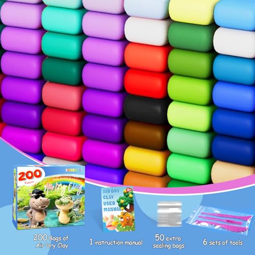 MuseLuxe 200 Colors Air Dry Clay Kit with Sculpting Tools - color: 200 Colors