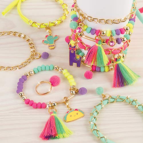 Make It Real: Neo-Brite Chains & Charms Kit - Create 10 Unique Cord & Tassel Charm Bracelets, 195 Pieces, Includes Play Tray,DIY Playful Charm & Jewelry Kit, Tweens & Girls, Arts & Crafts, Ages 8+ - style: Chains & Charms