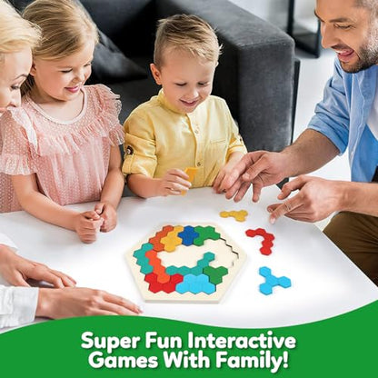 Wooden Puzzles Blocks Brain Teasers Logic Games for Classroom & Party Times,Jigsaw Puzzle Intelligence STEM Montessori Educatioanl IQ Toys Games for Kids Boys Girls Ages 3+ (2 Pack) - style: Puzzle set-2pcs