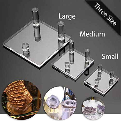 Hipiwe Clear Acrylic Rock Display Stand for Geodes Mineral Agate, Set of 4