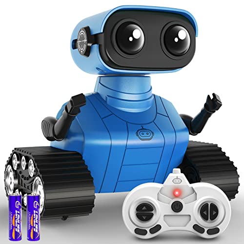 Hamourd Robot Toys for Boys Girls, Rechargeable Remote Control Emo Robots with Auto-Demonstration, Flexible Head & Arms, Dance Moves, Music, Shining LED Eyes for 5+ Years Old Kids - color: Blue