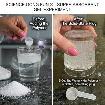 Super Absorbent Polymer (8 oz) – Fine Granular Water Gel Crystals for STEM Experiments, Sensory Play, and Magic Tricks – Absorbs 1,000x Its Weight – Certified Non-Toxic