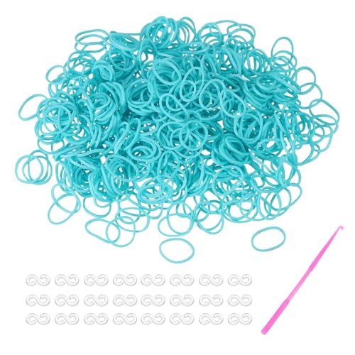 MECCANIXITY 600 Pcs Loom Rubber Bands Kit with 25 Pcs S-Clips 1-Hook Rubber Bands Refill Bracelet Making Kits for Weaving DIY Handcrafts Gift, Lake Blue - color: Lake Blue