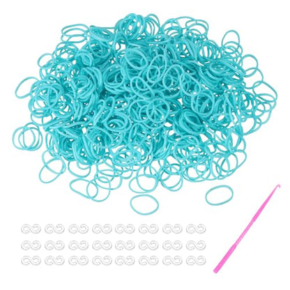 MECCANIXITY 600 Pcs Loom Rubber Bands Kit with 25 Pcs S-Clips 1-Hook Rubber Bands Refill Bracelet Making Kits for Weaving DIY Handcrafts Gift, Lake Blue - color: Lake Blue