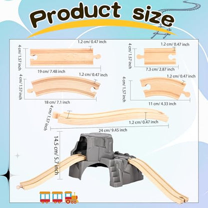 11 Pcs Tunnel Train Track Accessories Simulation Train Cave Tunnel Wooden Railway Track for Kids Train Toy Railway Scene Model Child Party Favors