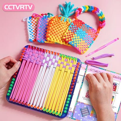 CCTVRTV Weaving Loom Kit Toys for Kids and Adults, DIY Arts and Crafts - color: blue/orange+green+red