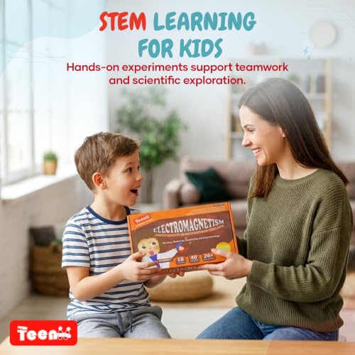 Teenii Electricity and Magnetism Kit for Kids, STEM Science Experiments with Electric Circuits, Educational Physics Toy, Science Discovery Game for Boys and Girls 8+, 50 Pieces