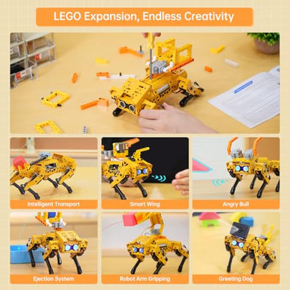 MechDog Robot Dog for Arduino Python Scratch microbit Starter Robot Kit AI Vision Voice Interaction, Self-Balancing Object/Command Recognition & Tracing Bionic Quadruped STEM Programming Science Set