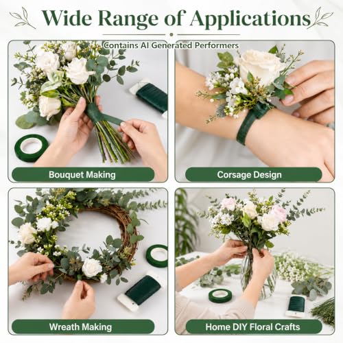 RAINFLOW Floral Tape & Floral Wire Set, 22 & 26 Gauge with Boutonniere Pins
