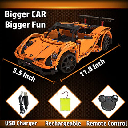 WISEPLAY STEAM Building Block RC Car Set 421 PCS - STEM Projects for Kids Ages 8-12 - Build Your Own RC Car - color: Orange Sunrise