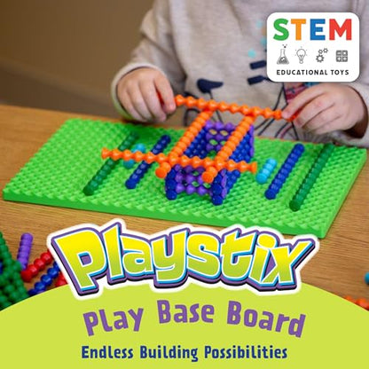 POPULAR PLAYTHINGS Playstix Play Base, Construction Toy Set - style: Green Building Base