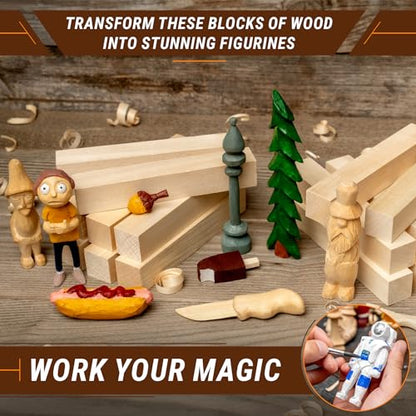 BeaverCraft DIY01 Wood Carving Kit Comfort Bird BW16 pcs Basswood Carving Blocks Carving Wood Whittling Wood Bass to Carve