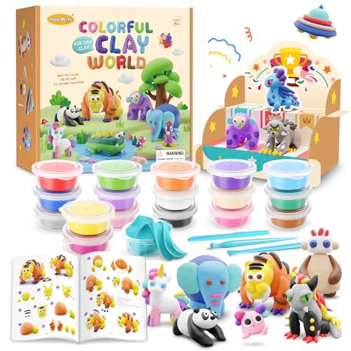 Drama Planet Air Dry Clay Kit for Kids, 26 Modeling Tutorials