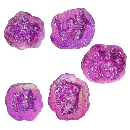 moonsix Pack of 2 Titanium Coated Angel Aura Quartz Geode, Purple - color: Purple