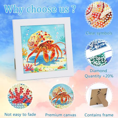Libfx Diamond Art Kits for Kids with Frame Diamond Art for Girls Boys Beginners Arts and Crafts Birthday Gifts (Hermit Crab) - color: Hermit Crab