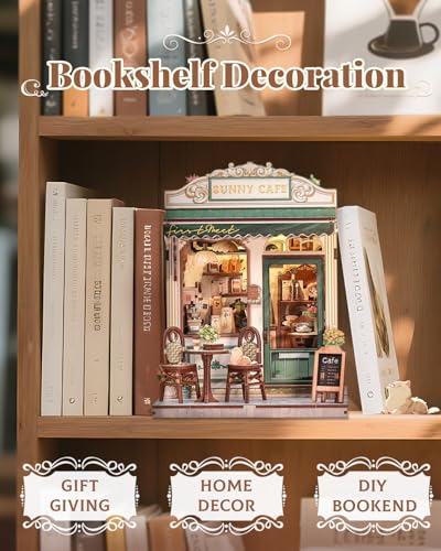 CUTEBEE Book Nook Kit DIY Miniature House Coffee Shop Dollhouse Kit