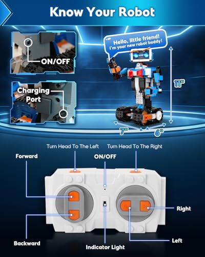 Robot Building Kits for Kids, Stem Toys for Boys Age 8-12, APP & Remote Control Educational Coding Building Sets, Programmable Robot for Kids, Rechargeable Robotic Kit Gifts for Girls Boys - style: Robotic Kit