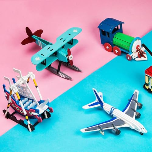 Georgie Porgy 3D Wooden Puzzles for Kids Toys Construction Woodcraft Kits DIY Model Puzzle Kits Birthday Gifts Pack of 2 (Civil Airplane Yacht) - color: Civil Airplane Yacht