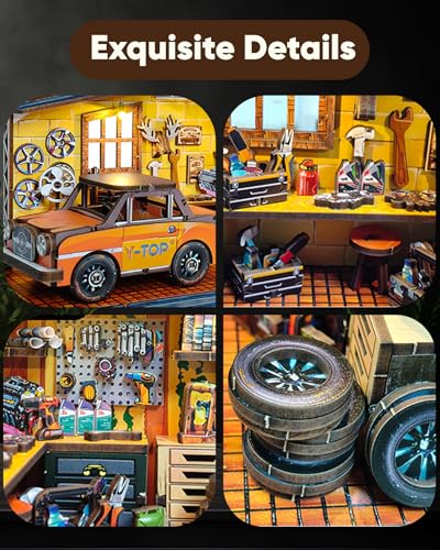 DIY Miniature House Kit Dollhouse Kit for Adults to Build Mini Garage - color: Dream Repair Factory