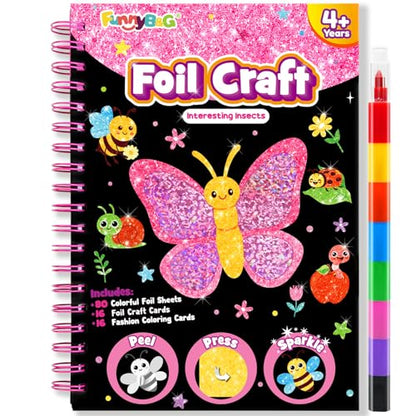 FUNNYB&G Foil Art Craft Kit for Kids, Sparkly Birthday Gift Toy for Girls - style: Insects