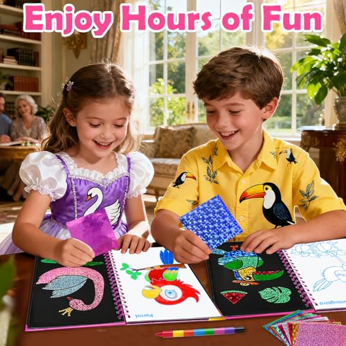 FUNNYB&G Foil Art Craft Kit for Kids, Sparkly Birthday Gift Toy for Girls - style: Birds