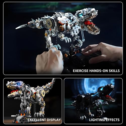 HJPLPXH Mechanical T-Rex Dinosaur Building Set with LED Lights & Motor - style: Motor T-Rex