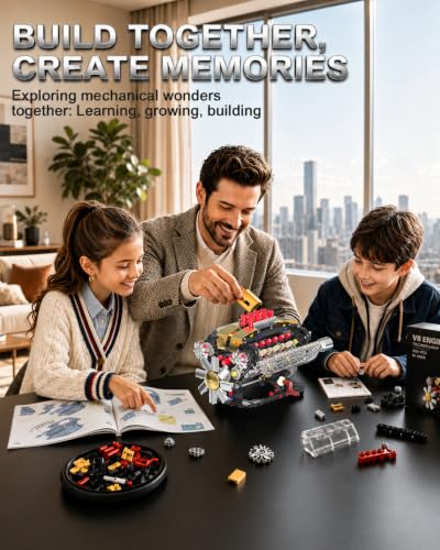 V8 Engine Model Kit, Working Engine Set with Motor for Adults Boys