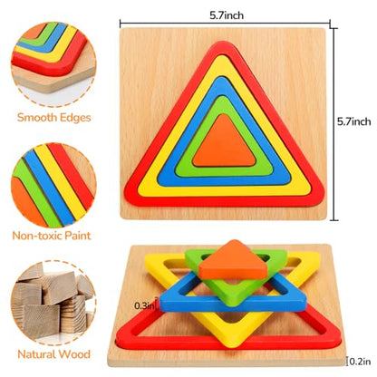 Toddler Puzzles Montessori Toy Wooden Shape Sorting Puzzle Educational Toy