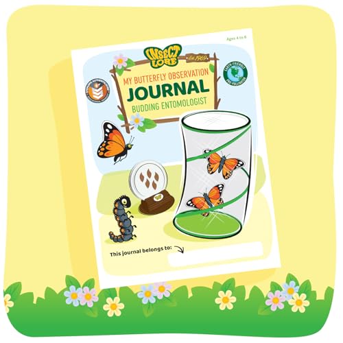 Insect Lore Butterfly Garden with 5 Live Baby Caterpillars - STEM Activity Journal, Habitat, Chrys-A-Lid Holder and Feeder Included | Raise and Release Painted Lady Butterflies - style: Live Butterfly Garden