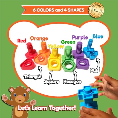Twist & Turn Nuts n Bolts - Sort, Count, Match & Play with 12pc + eBook - size: NUTS & BOLTS