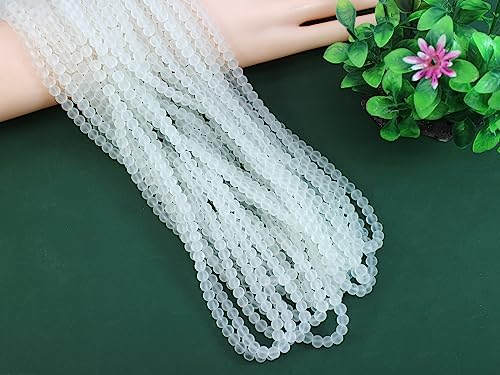 6mm White Frosted Glass Beads Kit 900pcs for Jewelry Making - size: 6mm White #360