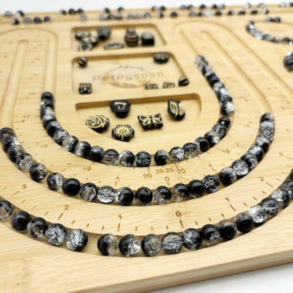 Petoysoso Bead Board for Jewelry Making, Bamboo Beading Board for Jewelry Bracelet Making, Bracelet Bead Board, Beading Trays Jewelry Design Mats for Bracelet, Necklace, Jewelry Making 15x11.5x0.5 in - size: Necklace-L