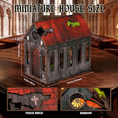 VORATHIS Book Nook Kit, 3D Wooden Puzzle for Adults(Lost Cathedral) - color: Lost Cathedral