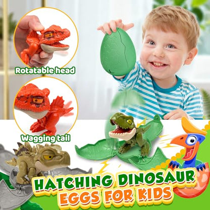 4 Pack Hatching Dinosaur Eggs for Kids Boys, Travel Toys Essentials for Toddlers Kids Dinosaur Eggs Surprise Birthday Gift Toys for Boys Aged 3 4 5 6 7 8 Year Old Christmas Stocking Stuffer Easter