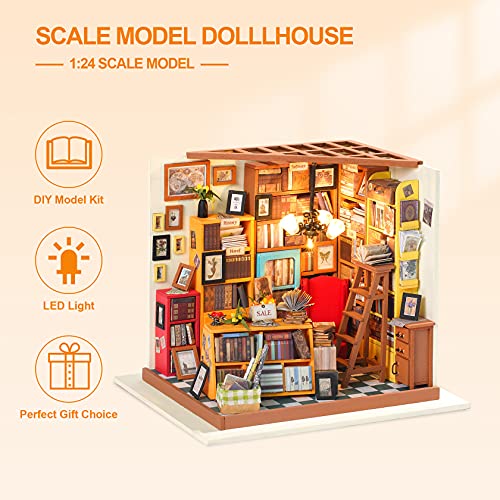 RoWood DIY Miniature Dollhouse Kit, 1:24 Scale Tiny House Building Kits - Sam's Study - style: Sam's Study