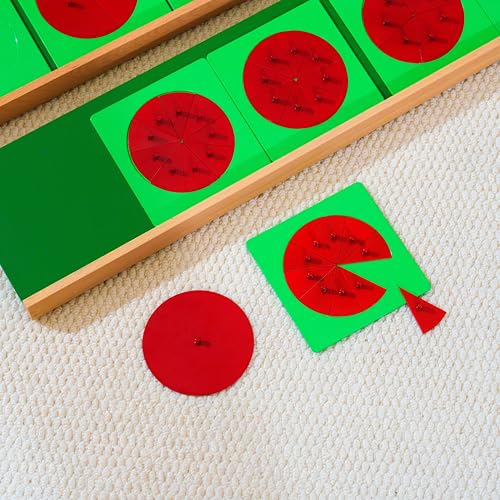 Premium Montessori Large Metal Fraction Circles with Stand 26in 9.2lbs, Beechwood & Metal Math Manipulatives for Kids, Fraction Learning Toys, Classroom Homeschool Materials for Kids Ages 5-10