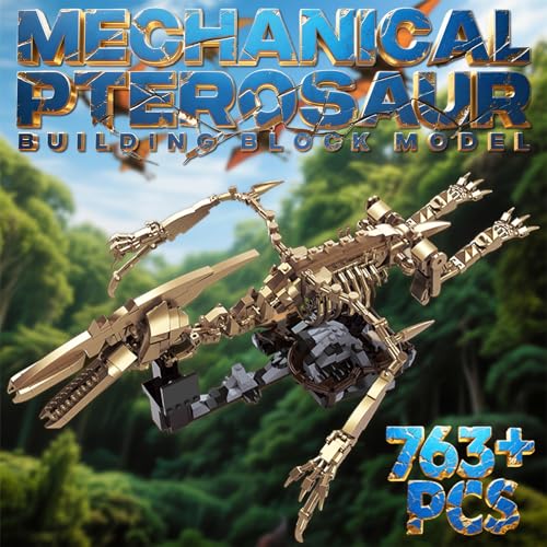 Pterosaur Dinosaur Skeleton Building Blocks Detailed Fossil Model with Adjustable Wings & Joints STEM Learning Construction Toy Educational Gift for Kids Teens and Paleontology Fans - style: Pterosaur Fossil