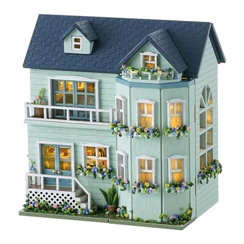 Flever Dollhouse Miniature DIY House Kit Creative Room with Furniture for Romantic Valentine's Gift (Warm House) - color: Warm House
