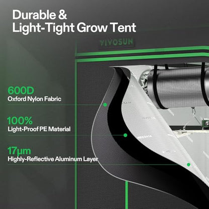 VIVOSUN 3x3 Grow Tent Kit 200W LED Light A22 WiFi Control Grow System - size: 36"x36"x72"