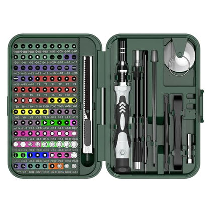 ORIA Precision Screwdriver Set, 108 Bits, Flexible Shaft, Extension Rod - color: Green, size: 132 IN 1