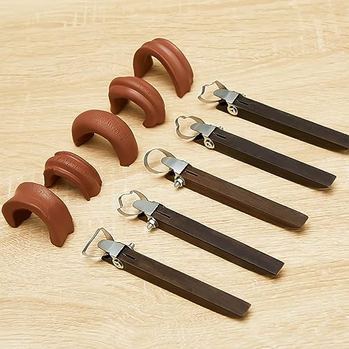 Therwen 5 Pcs Pottery Trimming Tools Clay Scrapers Wooden Handle Ceramic