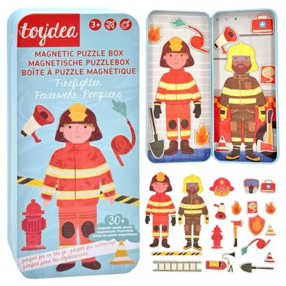 Magnetic Puzzle Box for Kids Ages 3-5 Firefighter Travel Puzzle Game - color: Firefighter