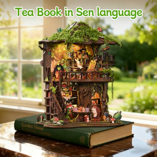 Music Park Book Nook for Adults, 3D Wooden Puzzle Forest Treehouse with LED - color: Forest Treehouse
