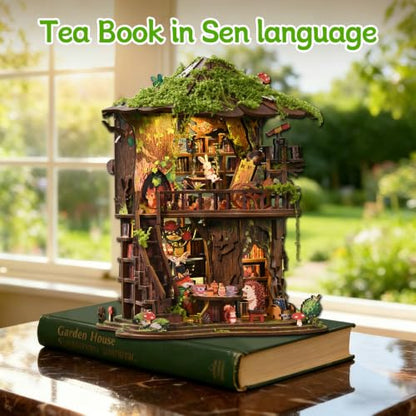 Music Park Book Nook for Adults, 3D Wooden Puzzle Forest Treehouse with LED - color: Forest Treehouse