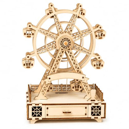 DIY Wooden Ferris Wheel Music Box Kit, 3D Wooden Puzzle & Mechanical Model Building Kit, Rotating Ferris Wheel Craft Kit, Ages 14+, Fur Elise