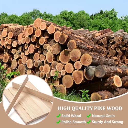 Wood Strips Slats Wooden Sticks for Crafts 1/8" × 1.5" × 12", 30 PCS Thin Wood Trim Planks Lumber Flat Boards Pieces Square Wooden Dowel Rods for Crafting, Woodworking, Model Making - size: 1/8x1.5x12 in - 30PCS