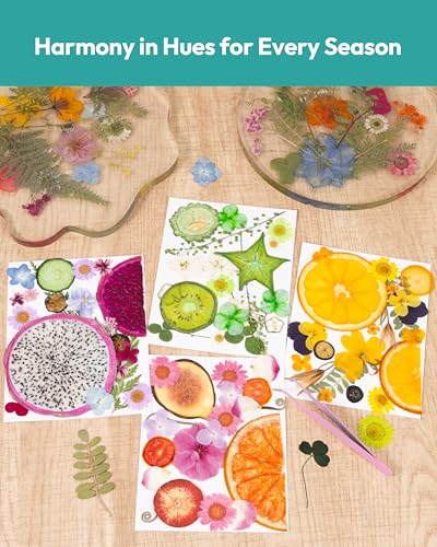 Resiners Dried Pressed Flowers for Resin Molds Scrapbook Supplies - color: Bright Fruit 80pcs