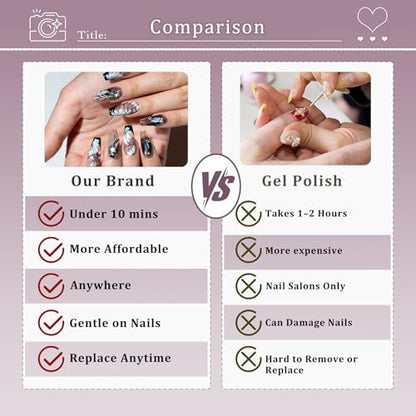 Gothic Blue Press on Nails with Tools Kit, 10pcs Long Stiletto Matte Black & Blue Nails, Blue Rhinestones, Bows & 3D Hand-Painted Art, Reusable & Easy Apply for Night Events (Size XS) - color: A129, size: XS