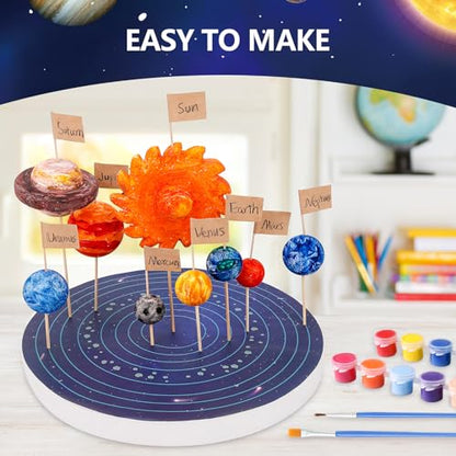 Ayfjovs Solar System Project Kit, Solar System Foam Balls Crafts for Kids School Projects to Learn Planets, Solar System Model Kit Includes Mixed Sizes Polystyrene Balls, Pigments for DIY, STEM Kits